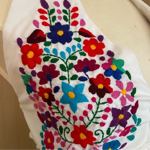 100% Cotton Gorgeous Halter Dress With Colourful Embroidery Women’s M - Picture 5 of 8